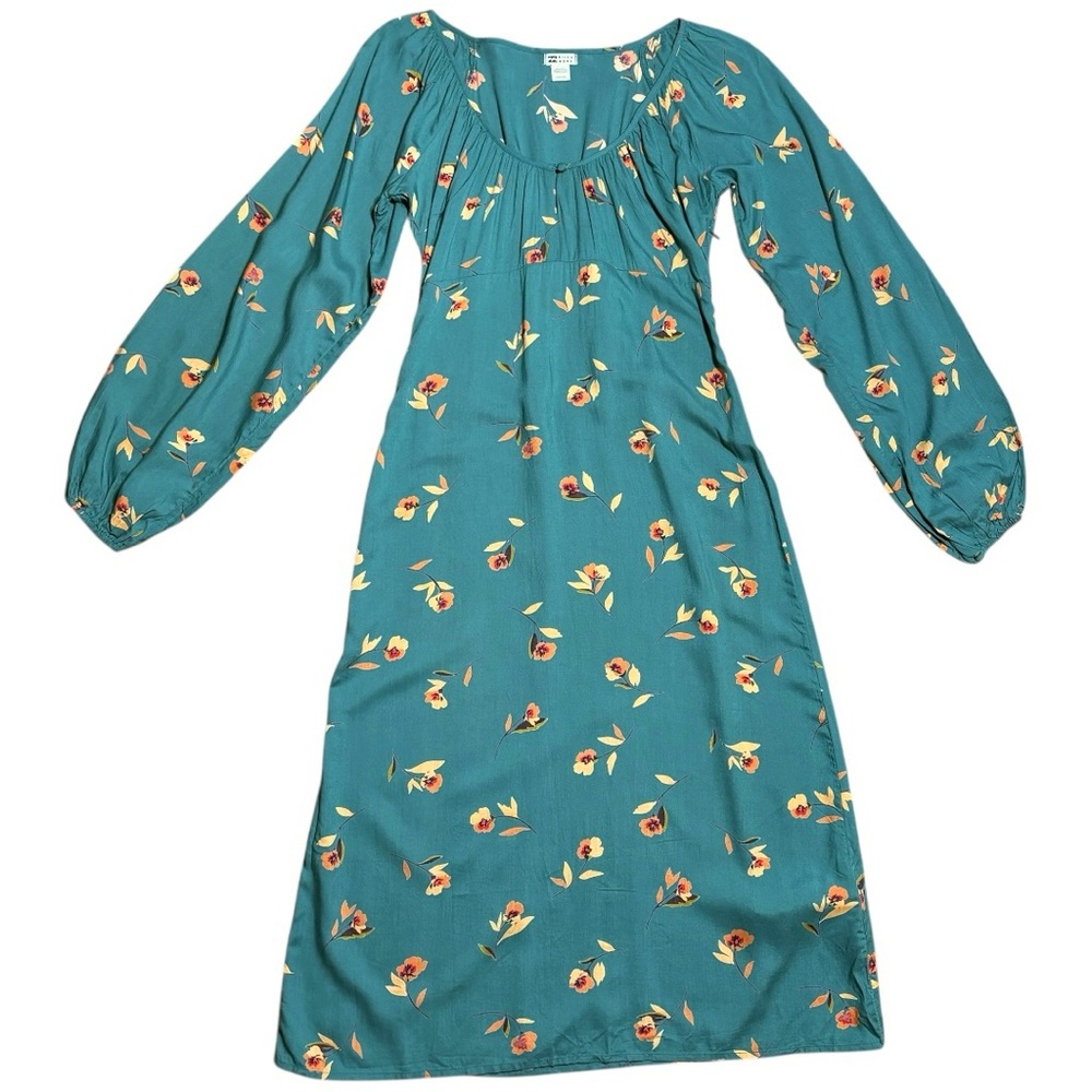 Billabong Sweet To Me Floral Midi Dress in Emerald (Teal) Sz S